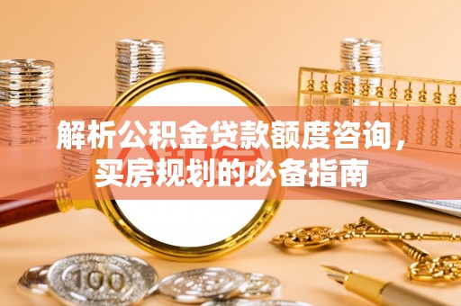 阳明解析公积金贷款额度咨询，买房规划的必备指南